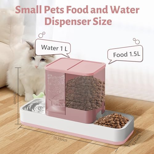 Yummy Sam Automatic Small Pet Feeder and Water Dispenser, Pink - Image 2