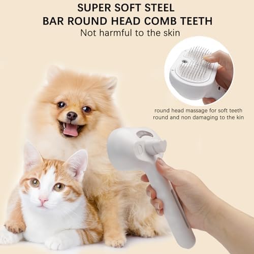 Pet Steam Brush for Shedding– 4-in-1 De-Shedding, Steam Spray, and Self-Cleaning Grooming Tool – Ideal for Long and Short-Haired Pets– Includes 2 Bottles of 120 mL Waterless Shampoo(White) - Image 6