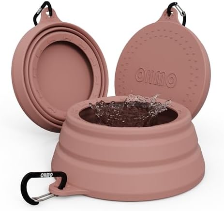 OHMO Spill Proof Collapsible Dog Bowl, 24oz Portable Dog Water Bowl by OHMO