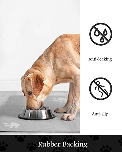 Pet Feeding Mat-Absorbent Dog Mat for Food and Water Bowl-No Stains Quick Dry Dog Water Dispenser Mat（LIGHTGREY,17"x34" - Image 5