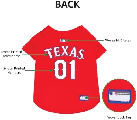 MLB Jersey for Dogs & Cats - Baseball Texas Rangers Pet Jersey, XX-Large. - Image 6