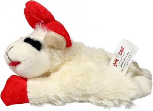 Multipet Lamb Chop Dog Plush Toy with Santa Hat - Squeaky Toy - Image 3