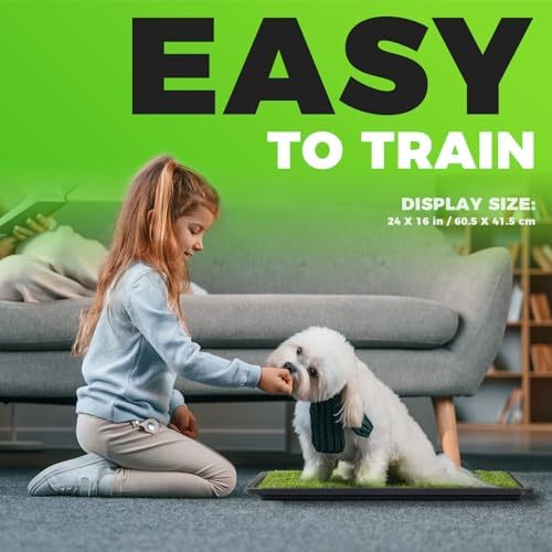 Hompet Dog Grass Pad with Tray Large, 24"x16", 2 Reusable Artificial Turf for Dogs Potty, Waterproof Non-Slip Washable Pee Pads, Quickly Absorbency Portable Dog Litter Box for Indoor/Outdoor Use - Image 5