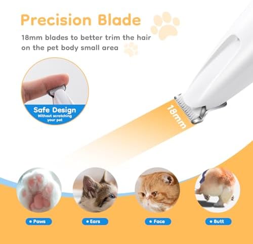 Mcbazel Pet Micro Precision Trimmer, Multifunctional Pet Hair Trimmer Waterproof Rechargeable Shaver with LED Light for Paws Eyes Ears Face Buttocks for Small Dogs and Cats，50dB Quiet Shave. - Image 3