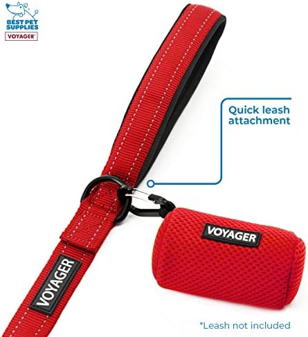 Best Pet Supplies Dog Poop Bag Holder Leash Attachment with Reusable Dispenser for Travel, Walking, Park, and Outdoor Use, Durable with Clip-On - Red, Mesh Dispenser w/15 Bags - Image 5