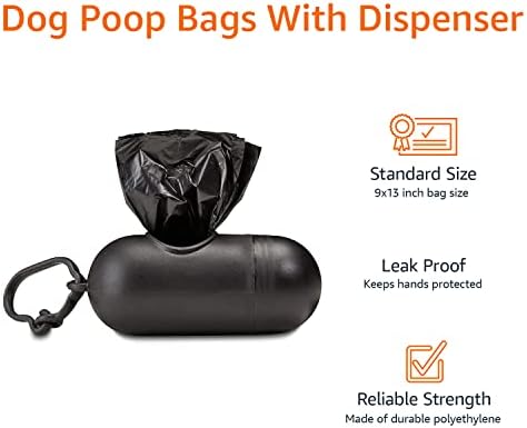 Amazon Basics Dog Poop Leak Proof Bags with Dispenser and Leash Clip, Unscented, 13" x 9", (60 Rolls), 900 Count (Pack of 6) - Image 4