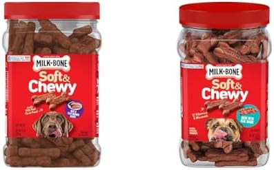 Milk-Bone Soft & Chewy Dog Treats Bundle: Beef & Filet Mignon Recipe 25 Ounce + Real Bacon 25 Ounce by Milk-BoneDogTreats