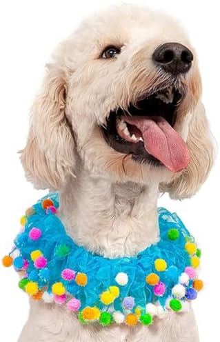 Elegant little tail 1PC Dog Birthday Costume - Blue Dog Cat Cute Colorful Fluffy Ball Dog with Birthday Patterns Boy Pet Tutu Collar Suit Pet Holiday Costume for Cats Small Medium Dogs - Image 3