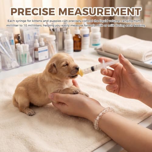 Pet Nursing Kit for Newborn Kittens & Puppies - Bottle Feeding Set with Silicone Nipples, Syringes, Medicine Feeder & Formula Dispenser - Milk Feeder for Baby Squirrels, Rabbits & Small Animals - Image 3