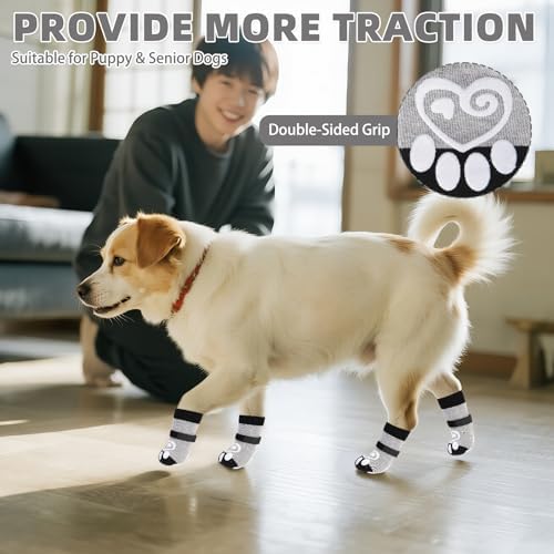 KOOLTAIL Dog Socks for Hot/Cold Pavement to Prevent Licking Paws,Dog Boots&Paw Protector for Hardwood Floors Anti Slip,Traction Control Booties for Small Medium Large Senior Dogs - Image 4