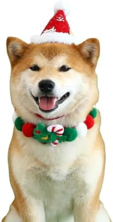 Elegant little tail Dog Christmas Costume 1PC Red Christmas Collar Soft Funny Pet Collars Headgear Adjustable Pom-Pom Headdress Cute Collar for Medium Dog Pet Party Accessories Costume - Image 4