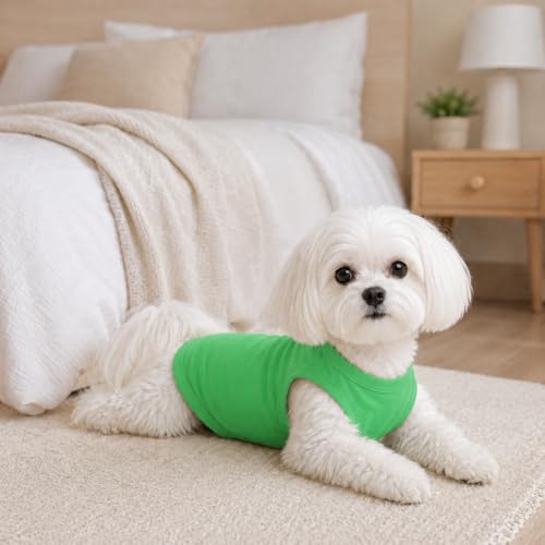 2018 Pet Clothes Dog Clothing Blank T-Shirt Tanks Top Vests for Small Middle Large Size Dogs 100% Cotton Dog Summer Vest Classic (XL, Green) - Image 6
