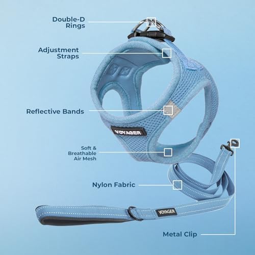 Best Pet Supplies Voyager Step-in Air All Weather Mesh Harness and Reflective Dog 5ft Leash Combo with Neoprene Handle, for Small, Medium and Large Breed Puppies - Baby Blue, XX-Small - Image 3