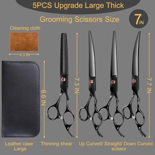 Lengnoyp 5 in 1 Premium Thick Professional Large 7IN Dog Grooming Scissors - Image 2