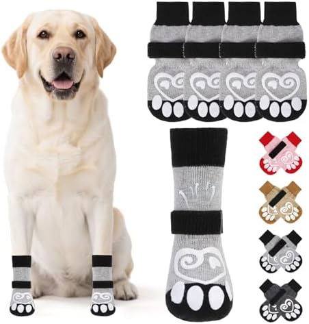 KOOLTAIL Dog Socks for Hot/Cold Pavement to Prevent Licking Paws,Dog Boots&Paw Protector for Hardwood Floors Anti Slip,Traction Control Booties for Small Medium Large Senior Dogs by KOOLTAIL