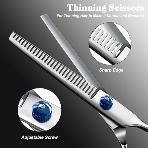 Professional 4 in 1 Dog & Cat Grooming Scissors Kit with Safety Round Tips,Sharp & Durable,Dog Shears for Grooming - Includes Straight, Curved, Thinning Scissors and Comb - Premium Pet Supplies - Image 5