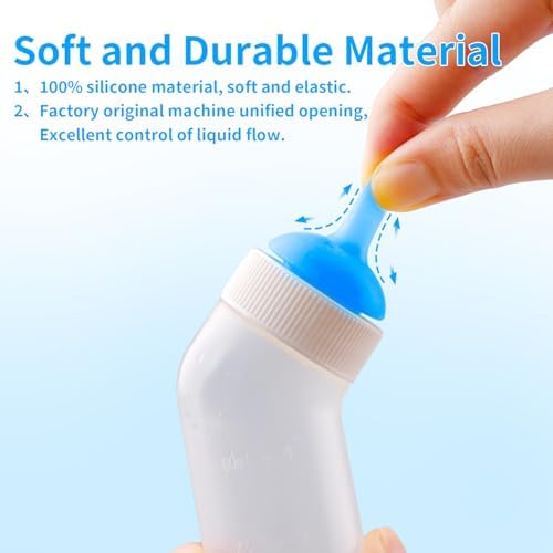 Pet Nursing Bottle for Newborn Animals,Kitten Bottle Feeding Kit Silicone Nipple for Kittens Puppys Rabbits Squirrel (Blue, Large) - Image 6