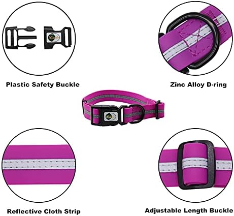Nimble Reflective Waterproof Dog Collar Adjustable Odor Resistant Easy Clean Pet Collar for Small Medium Large Dogs Night Walking Outdoor Rainy Use (Large (15.35”-24.8”inches), Rose Purple) - Image 3