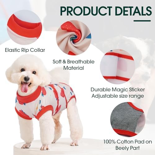 Kuoser Dog Recovery Suit, Female Male Spay Neuter Surgery Suit, Printed, L - Image 2