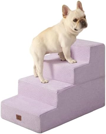 EHEYCIGA Dog Stairs for Bed 18" H, Dog 4-Steps for High Bed, Lilac by EHEYCIGA