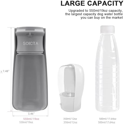 Portable Dog Small Animals Water Bottle for Walking 19 OZ or 12 OZ Pet Water Bottles for Puppy Medium Large Dogs Little Animals Water Dispenser Dog Small Animals Water Bowl - Image 5