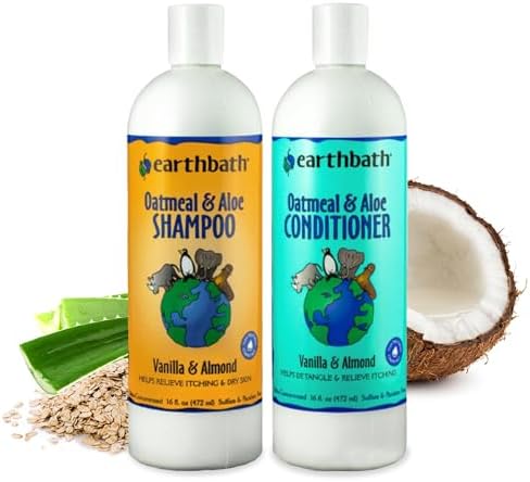 earthbath Oatmeal & Aloe Dog Shampoo and Conditioner, 16 Oz (1 Set) by earthbath