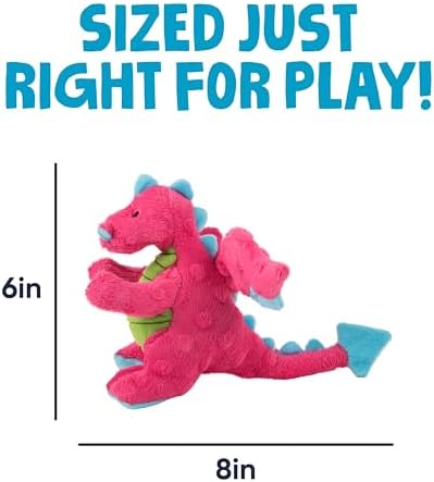 goDog Dragons Squeaky Plush Dog Toy with Chew Guard Technology, Durable Fabric & Squeaker for Active Play, Pink, Small - Image 3