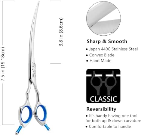 HASHIMOTO Curved Dog Grooming Scissors, 7.5 inch, Trimming Face and Paws - Image 2