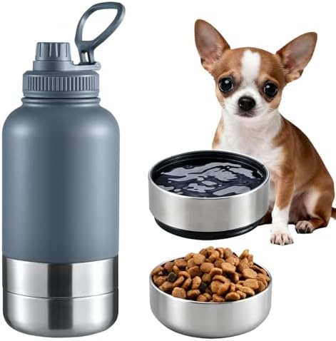 Cibaabo Insulated Dog Water Bottle 32oz Keep Water Cool with 2 Bowls by Cibaabo