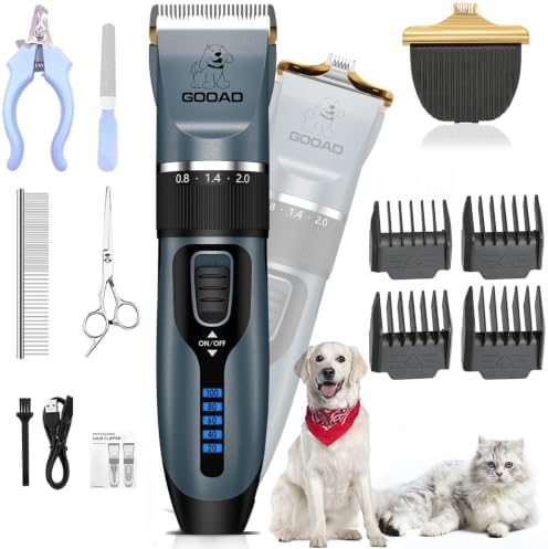 Dog Clippers Grooming Kit and Trimmer for Small and Large Dogs Cats by Gooad