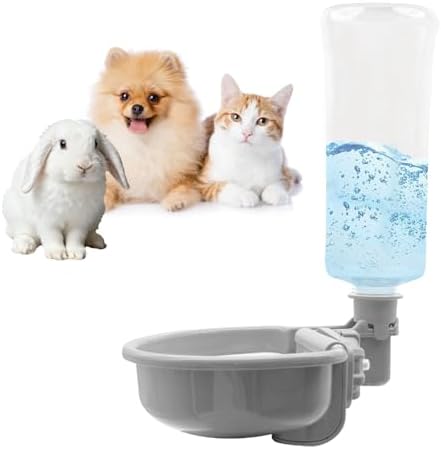 VANNON Anti-Splash Pet Water Bowl for Crates, 23oz Gravity Dispenser, Grey by Vannon