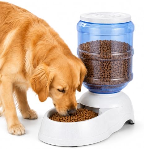 Automatic Dog Feeders - 3 Gallon Capacity Gravity Food Dispenser for Large Dogs and Cats by LeptzoaPetProducts