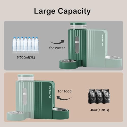 Gravity Automatic Cat Feeder, Water & Food Dispenser Set, Stainless Bowls - Image 3