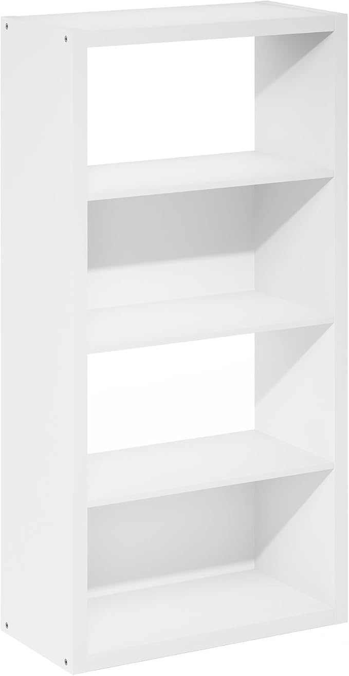 Furinno Viola Book Shelf, 4-Tier Bookshelf, Extra Thick Frame Bookcase with Open Shelf, Open Back Design, 11.3" x 23.2" x 45.4", for Living Room, Bedroom, Home Office, White - Image 6