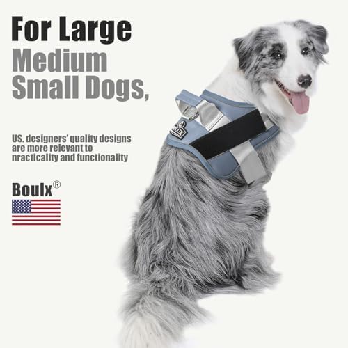 Bolux Dog Harness, No-Pull Reflective Dog Vest, Breathable Adjustable Pet Harness with Handle for Outdoor Walking - No More Pulling, Tugging or Choking (Blue, L) - Image 5