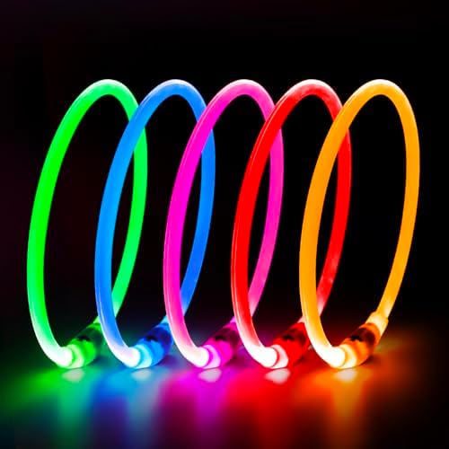 HIGO LED Dog Collar, USB Rechargeable Light Up Dog Collars Glow in the Dark, Waterproof LED Dog Necklace for Your Dogs Walking at Night (Pink) - Image 5