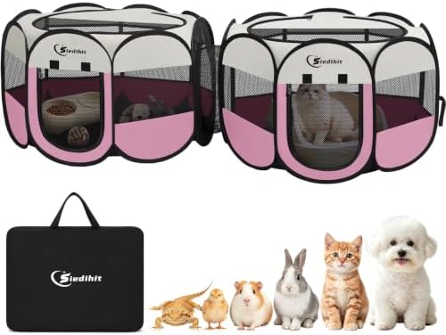 Dog Cat Playpen 2-in-1 Indoor Outdoor for Puppy Pet Recovery After Surgery by Siedihit