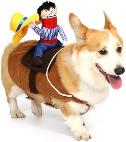 T2Y Cowboy Rider Dog Costume - Halloween Dog Costumes for Large Dogs, Dogs Clothes Knight Style with Doll and Hat for Halloween Day, Suitable for Shepherd, Husky, Shiba Inu【L】 by T2Y