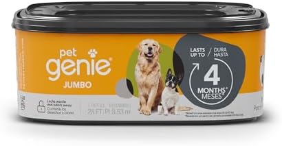 Pet Genie Refill Bags | Jumbo 1-Pack, 28 Total ft | Up to 4 Months of Supply in 1 Cartridge | Ultimate Odor Control Dog Poop Bags by PetGenieUSA