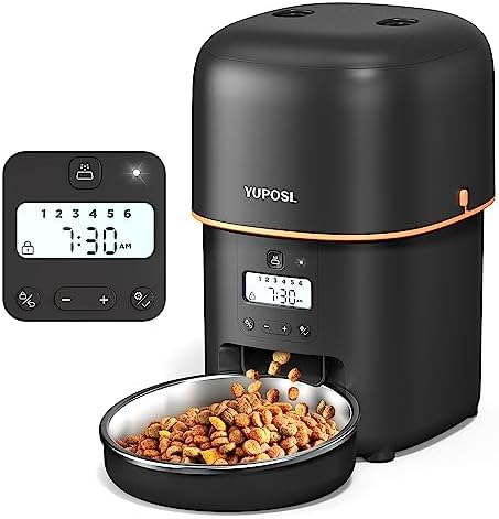 Automatic Cat Feeder - 2L Cat Food Dispenser, Timed Auto Pet Feeder with 180-day Battery Life, 1-6 Meals Per Day, 1-16 Portion, Desiccant Bag Keeps Dry Food Fresh, Also for Small Dogs by Yuposl