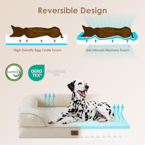 EHEYCIGA Orthopedic Dog Bed for Large Dogs, Waterproof Memory Foam, Non-Slip Bottom, Beige, 35"L x 22"W x 6.5"Th - Image 4
