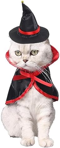 Pet Halloween Cloak Cosplay Vampire Cloak with Hat for Cat and Small Dogs, Pet Halloween Costume Clothes Suit with Cap - Image 4
