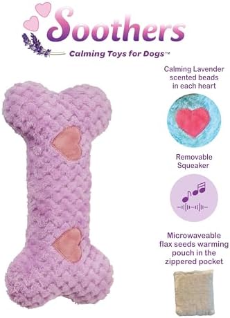 SPOT Soothers Warm Hug Bone - Calming Plush Dog Toy with Lavender Scented Beads, Removable Squeaker, Microwavable Warming Pouch, Separation Anxiety Relief, for Small to Medium Dogs and Puppies, 9in - Image 3