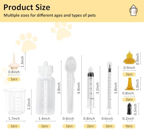 Kitten Nursing Bottle, Pet Feeding Nipple, Milk Nursing Bottles Kits for Newborn Puppy & Kitten, 1 Pet Milk Bottle, 4 Silicone Nipples, Newborn Feeding Kit for Kittens, Puppies, Rabbits, Squirrels - Image 6