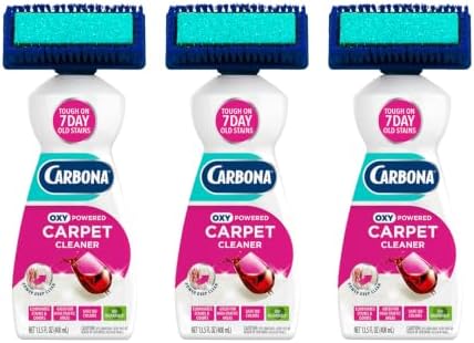 Carbona Oxy-Powered Carpet Cleaner with Built-In Brush, Foaming Spot & Stain Remover for Rugs, Upholstery & High-Traffic Areas, No-Rinse Formula, 13.5 Fl Oz (Pack of 3) by Carbona