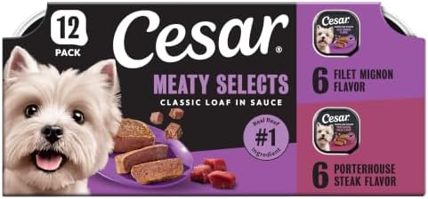 Cesar Classic Loaf Wet Dog Food, Meaty Selects, 3.5 oz, 12 Count, 2-Pack by Cesar