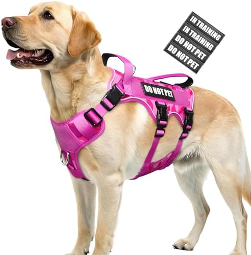 WINSEE Escape Proof Dog Harness with Double Handle+4 Removable Patches by WINSEE