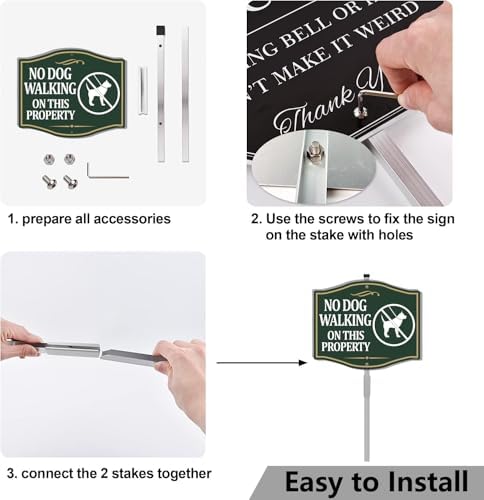 No Dog Walking On This Property Sign Private No Dogs Allowed Keep Off Grass 12" x 10" With 28" Long Metal StakesWith Stand Aluminum Outdoor Use Yard Business - Image 6