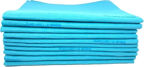10 Pack Extra Large Original German Shammy Cloths Chamois Towels Super Absorbent for Pets, Parenting Tool Cleaning for Home and Commercial Use Wholesale Bulk (Blue) by Unknown