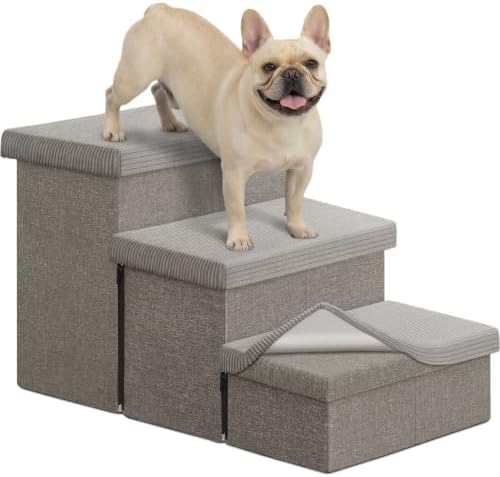 Zerbuger Dog Stairs Non-Slip Storage, Grey Dog Ramp with No Condo for Bed by Zerbuger